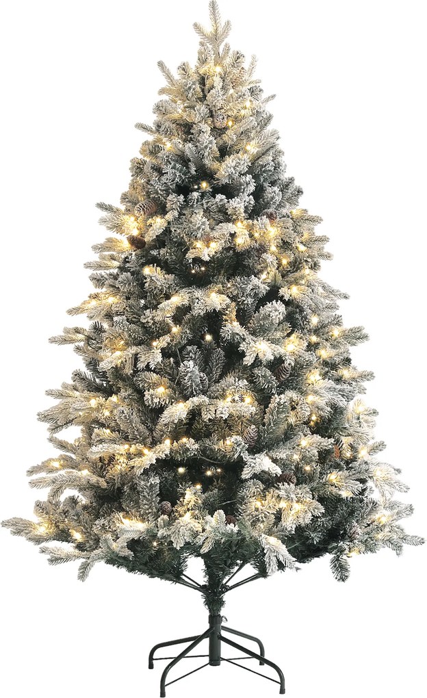 HOMCOM Sztuczna Choinka, 180 cm, LED, z efektem śniegu, ognioodporna, metalowa podstawa | Aosom PL