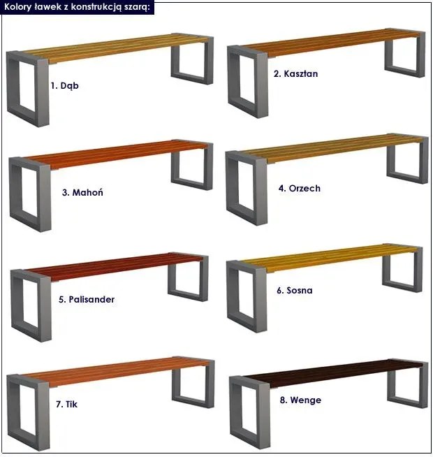 Drewniana ławka na metalowych nogach Norin 3X Montano 150cm - 8 kolorów