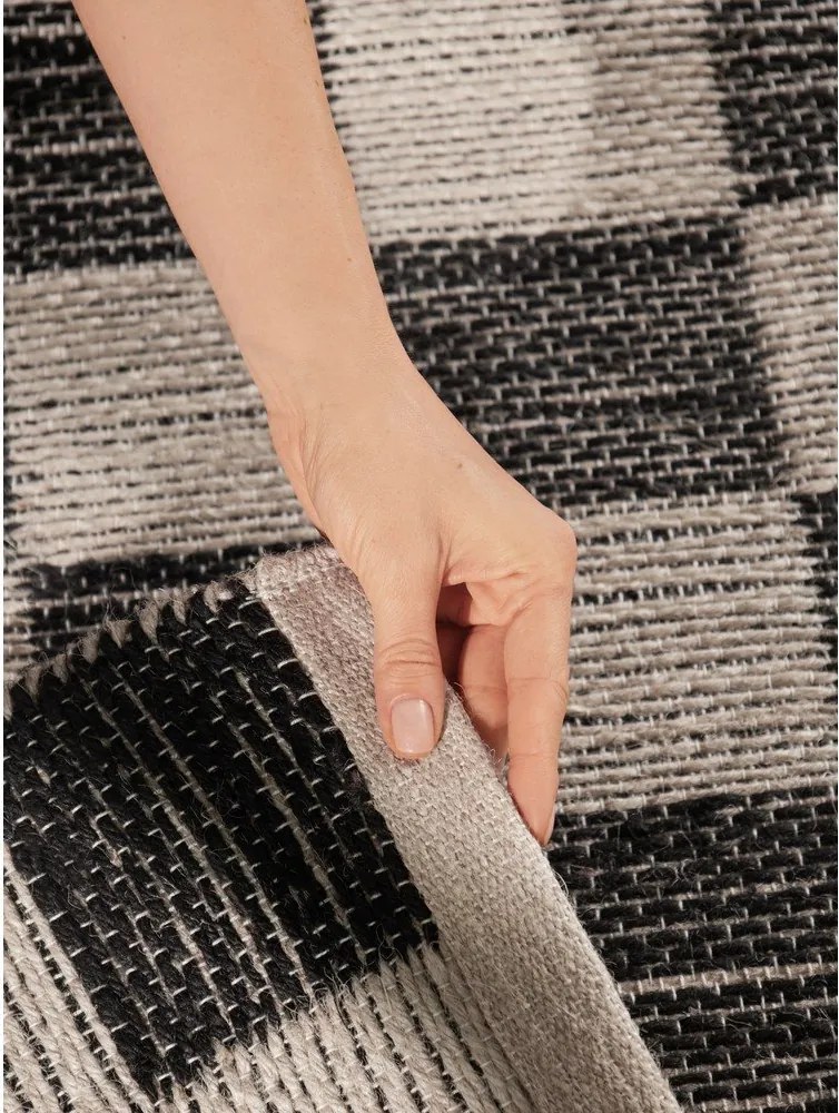 Czarny/kremowy dywan z mieszanki juty dwustronny/tkany ręcznie 120x170 cm Rex – Hanse Home