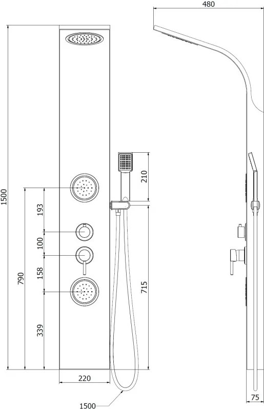 Mexen Gros panel prysznicowy, chrom - 7619-03-00