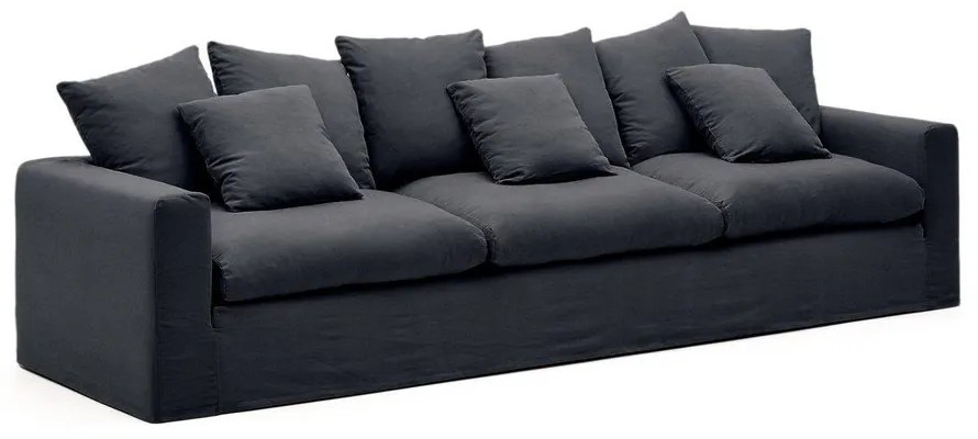 Antracytowa lniana sofa 340 cm Nora – Kave Home