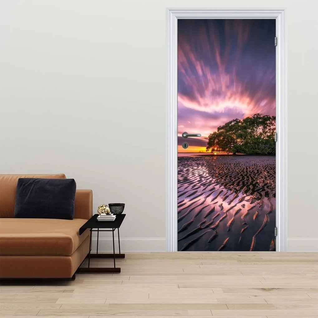 Fototapeta na drzwi - Plaża o zachodzie słońca (95x205cm)