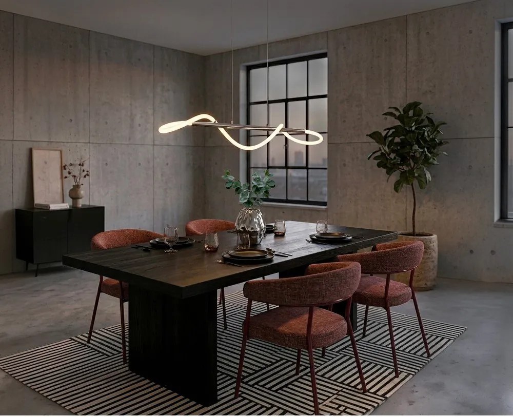 Metalowa lampa wisząca LED ze ściemniaczem w kolorze srebra Argos – Reality