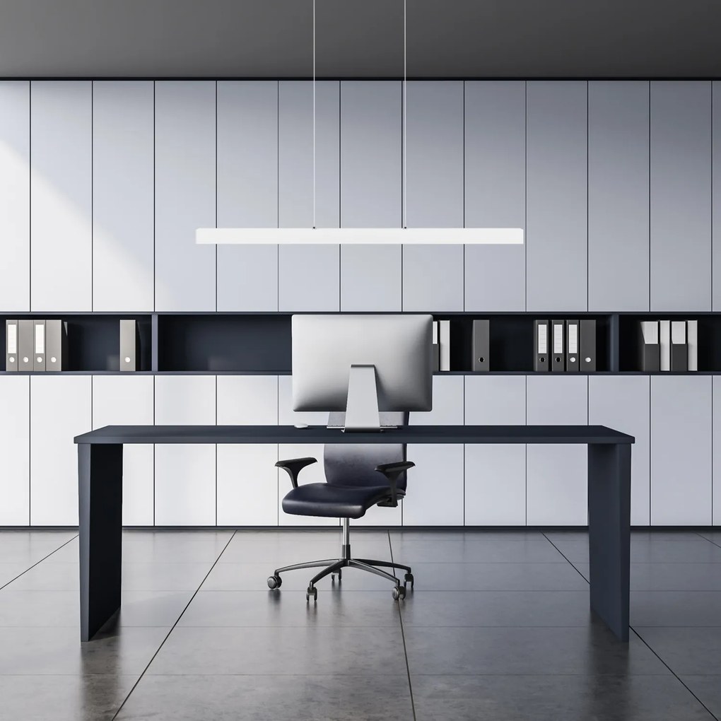 Biała lampa wisząca LED 96cm z metalu W96LED-4K-WEIß wymienny LED wyso