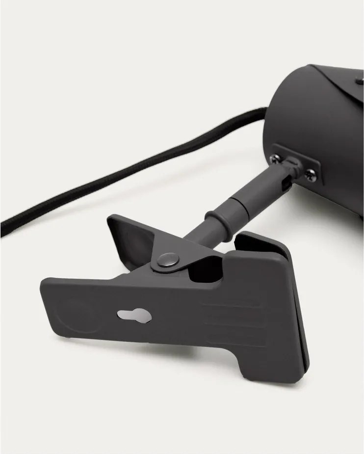 Czarna metalowa lampa stołowa z klipsem (wysokość 16 cm) Jula – Kave Home