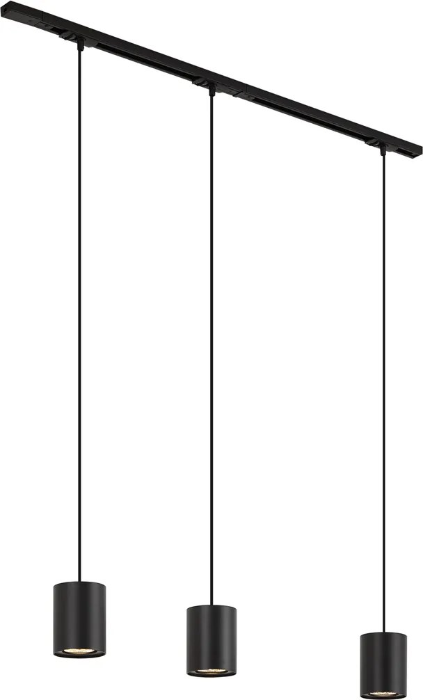 Nowoczesny system szynowy z 3 lampami wiszącymi czarny 1-fazowy - Iconic Holt