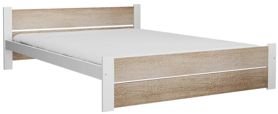 Łóżko IKAROS DOUBLE 160 x 200 cm, białe/dąb sonoma Stelaż: Ze stelażem listwowym rolowanym, Materac: Materac Coco Maxi 20 cm