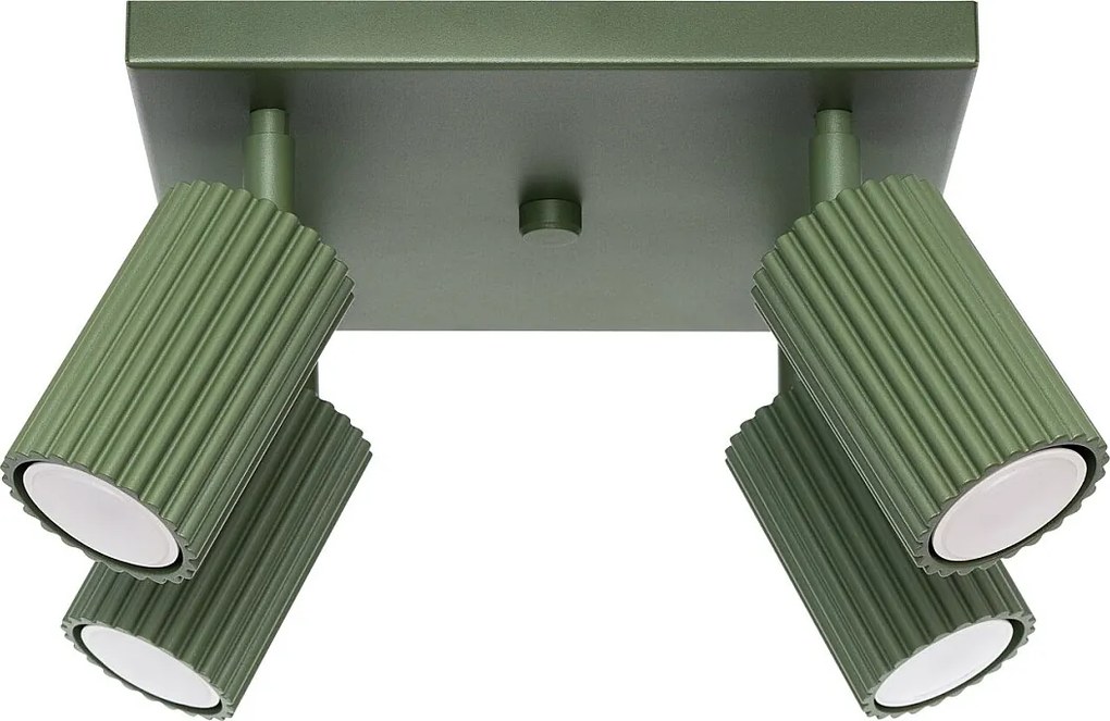 Lampa Sufitowa Minimalistyczny Karbon, Aluminium - 4 Źródło - L.25 X H.16.5 Cm - Zielony Oliwkowy