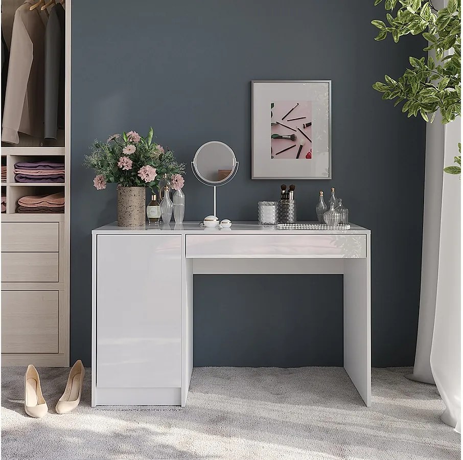 Stół do toalety biały/biały wysoki połysk 119.8x50.1x76 sherry