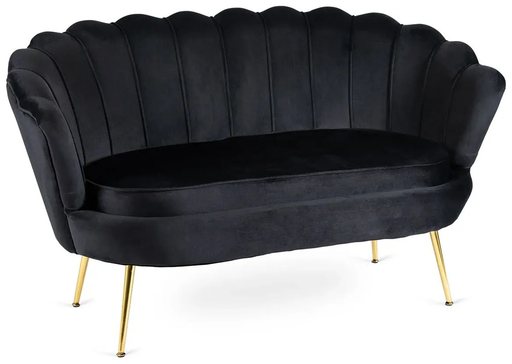Czarna welurowa sofa w stylu glamour - Deos