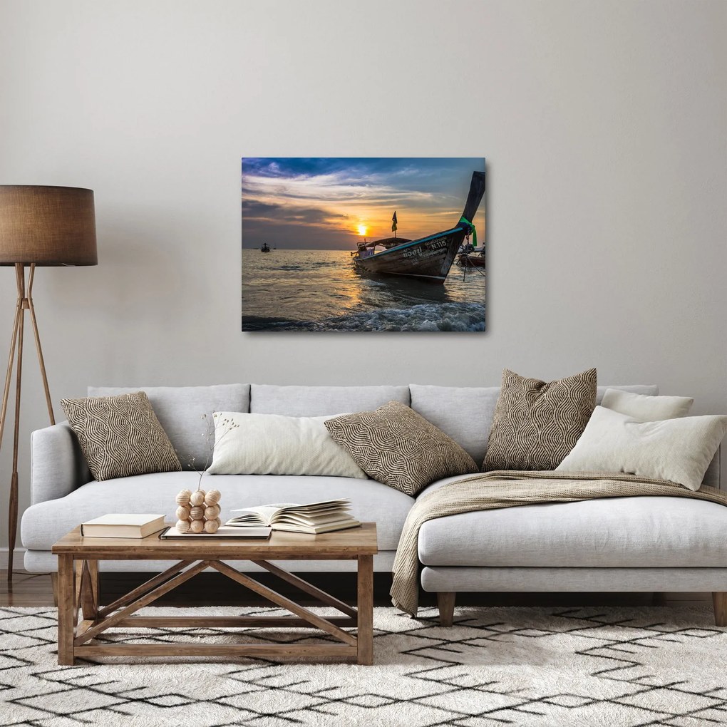 Obraz statku na brzegu (70x50 cm)