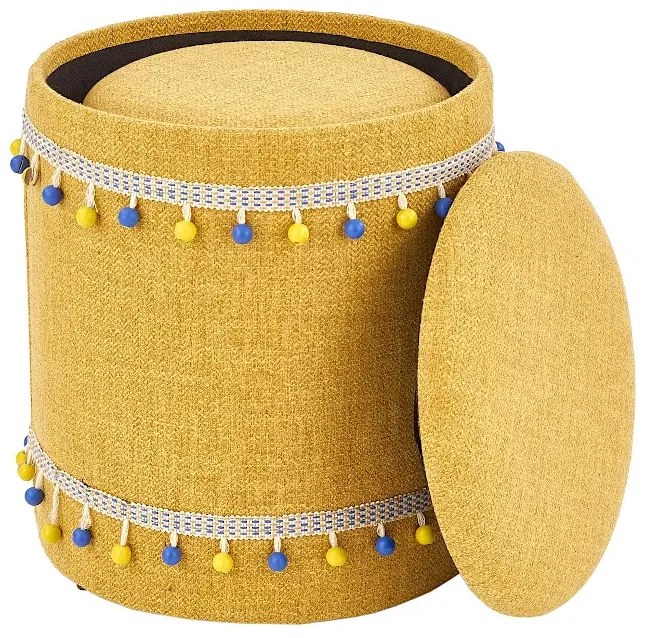 Komplet 2 żółtych puf ze schowkiem D6-F26