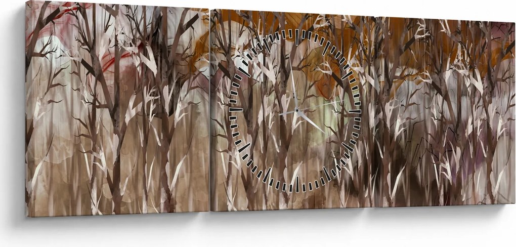 Obraz - Drzewa (z zegarem) (90x30 cm)