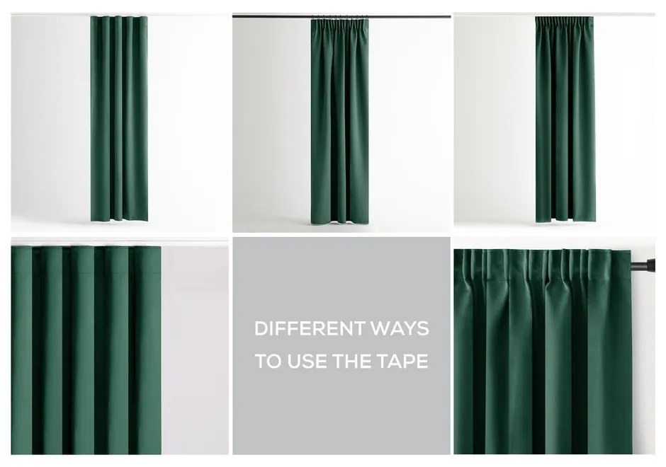 Ciemnozielona zaciemniająca zasłona termiczna 140x245 cm Pleat – Restilo