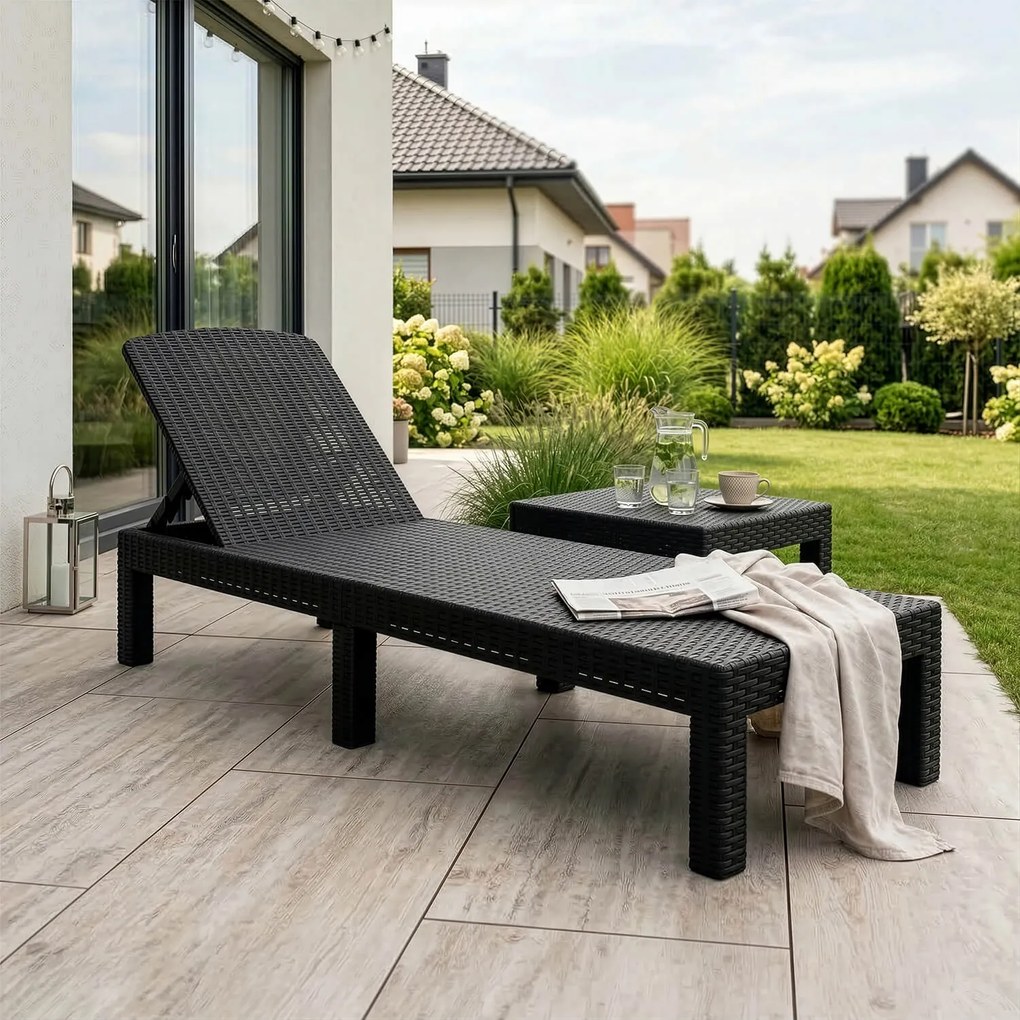 Fotel Ogrodowy Leżak ARIZONA Technorattan Czarny