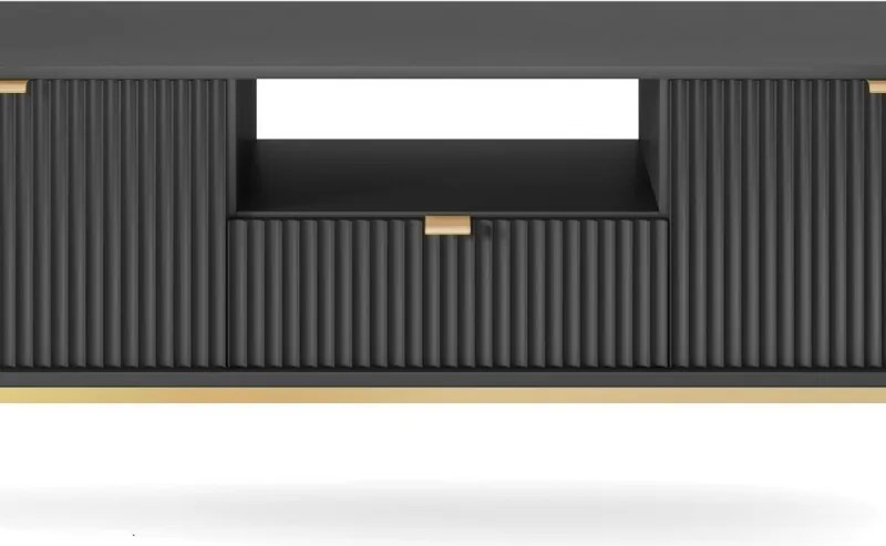 NAYA Szafka RTV 154 czarna | złoty stelaż