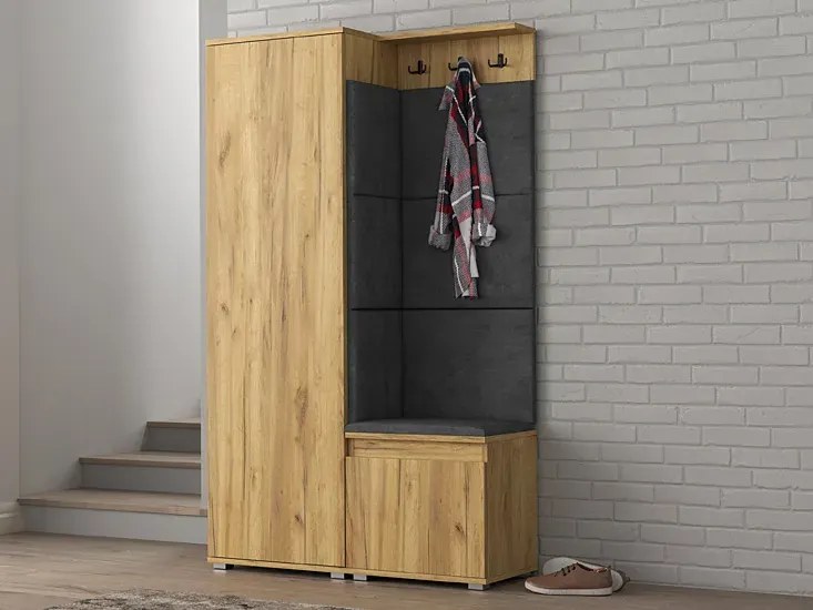 Garderoba z szafką na buty dąb craft + szary K5-B14