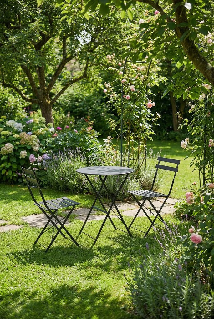 Zestaw czarnych metalowych mebli ogrodowych B3-E28