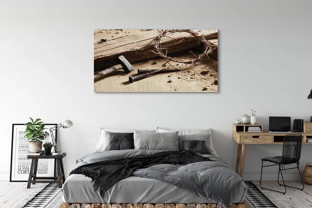 Zdjęcie na płótnie Krzyż, Ciernie i Młotek