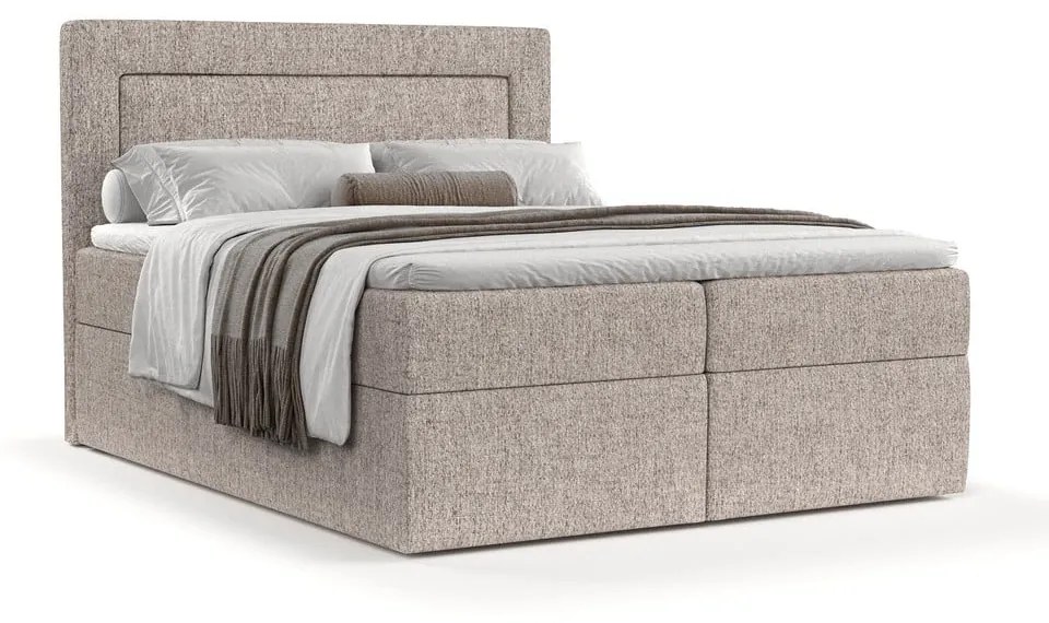 Jasnobrązowe łóżko boxspring ze schowkiem 180x200 cm Imagine – Maison de Rêve