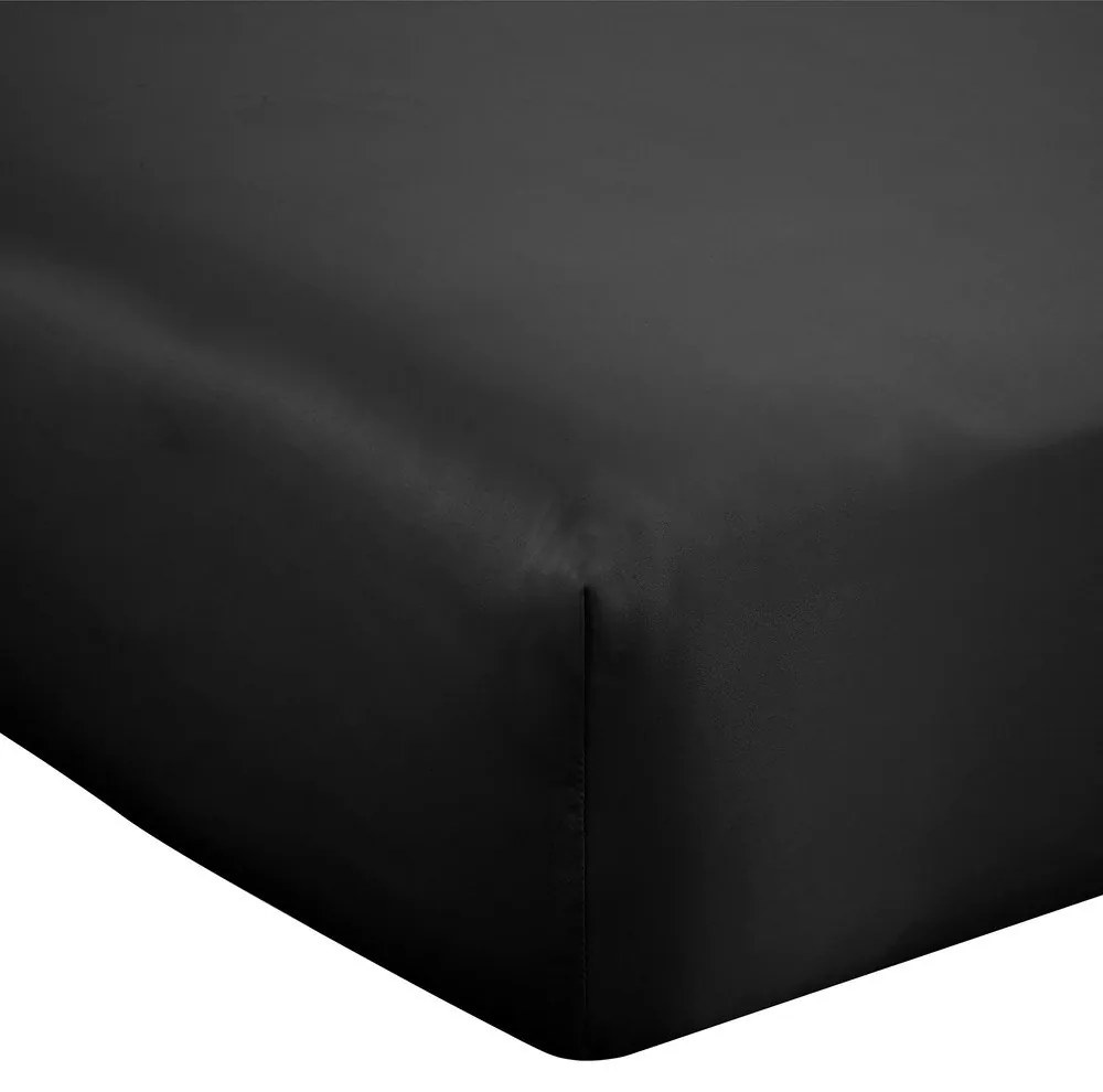Czarne satynowe prześcieradło z gumką 150x200 cm Silky Soft – Catherine Lansfield