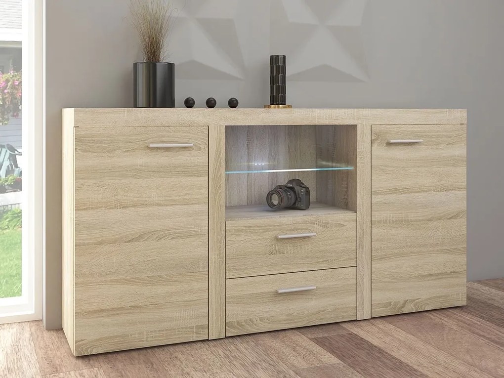 Komoda RENA 2D2S + półka - dąb sonoma