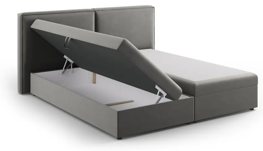 Szare łóżko boxspring ze schowkiem 180x200 cm Arendal – Cosmopolitan Design