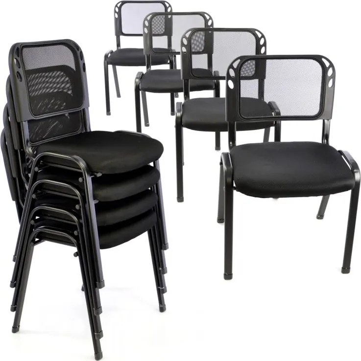 Zestaw krzeseł do sztaplowania, czarny - 8 szt