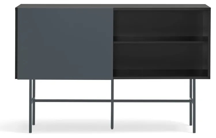 Czarno-antracytowa niska komoda z drzwiami przesuwnymi 140x91 cm Nube – Teulat