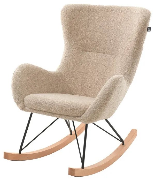Beżowy dziecięcy fotel bujany z materiału bouclé Rocky – Vipack