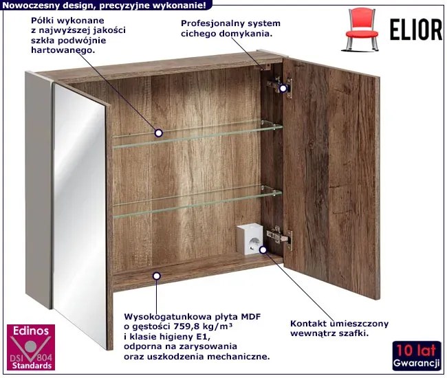 Wisząca szafka łazienkowa z lustrem szary krzemowy T5-K09
