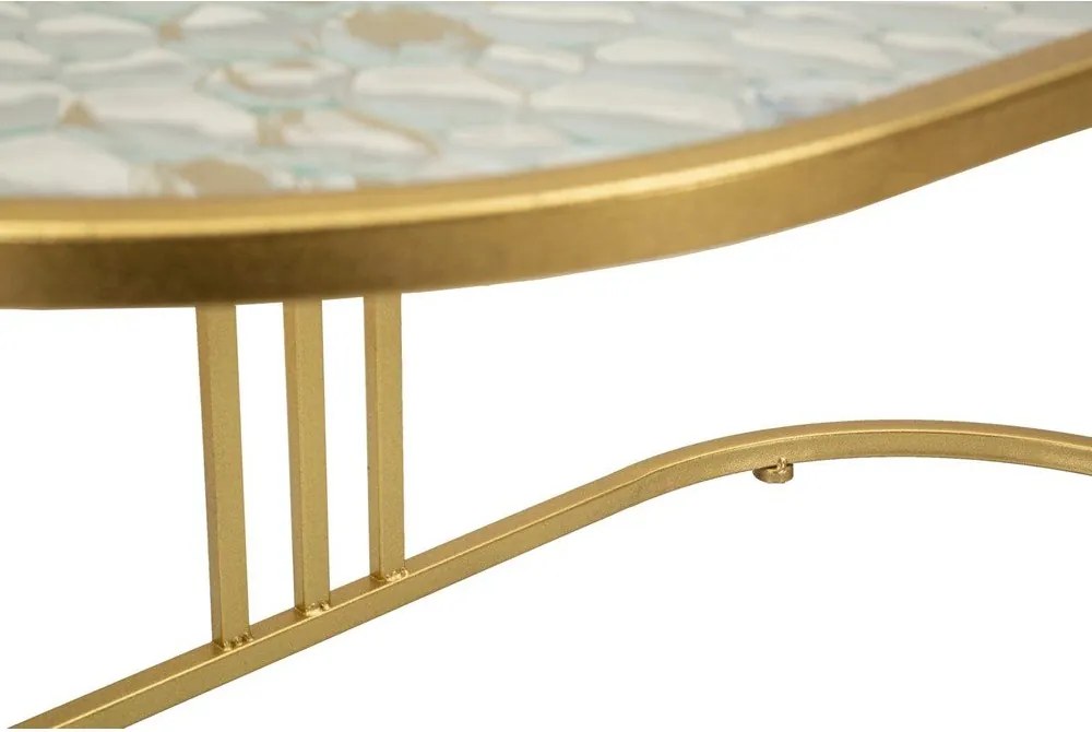 Stolik w biało-złotym kolorze ze szklanym blatem 50x90 cm Antalia – Mauro Ferretti