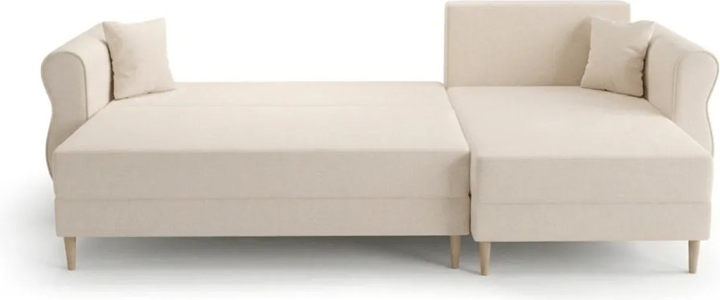 Rozkładana narożna sofa SILVIANO 230x140 cm, kremowa, uniwersalna