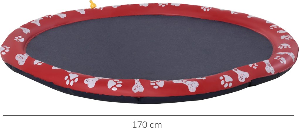 PawHut Basen dla psów, Plac Zabaw Wodny, antypoślizgowy, wytrzymały, przyjazny dla zwierząt, Ø170 cm, Czerwony