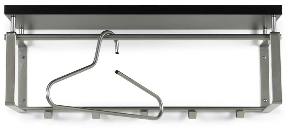 Czarny/w kolorze srebra metalowy wieszak ścienny z półką 70 cm Rex – Spinder Design