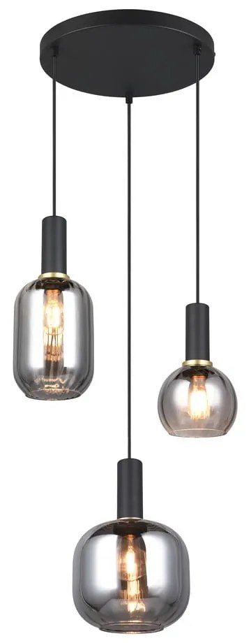 Czarna lampa wisząca ze szklanym kloszem Diva – Trio