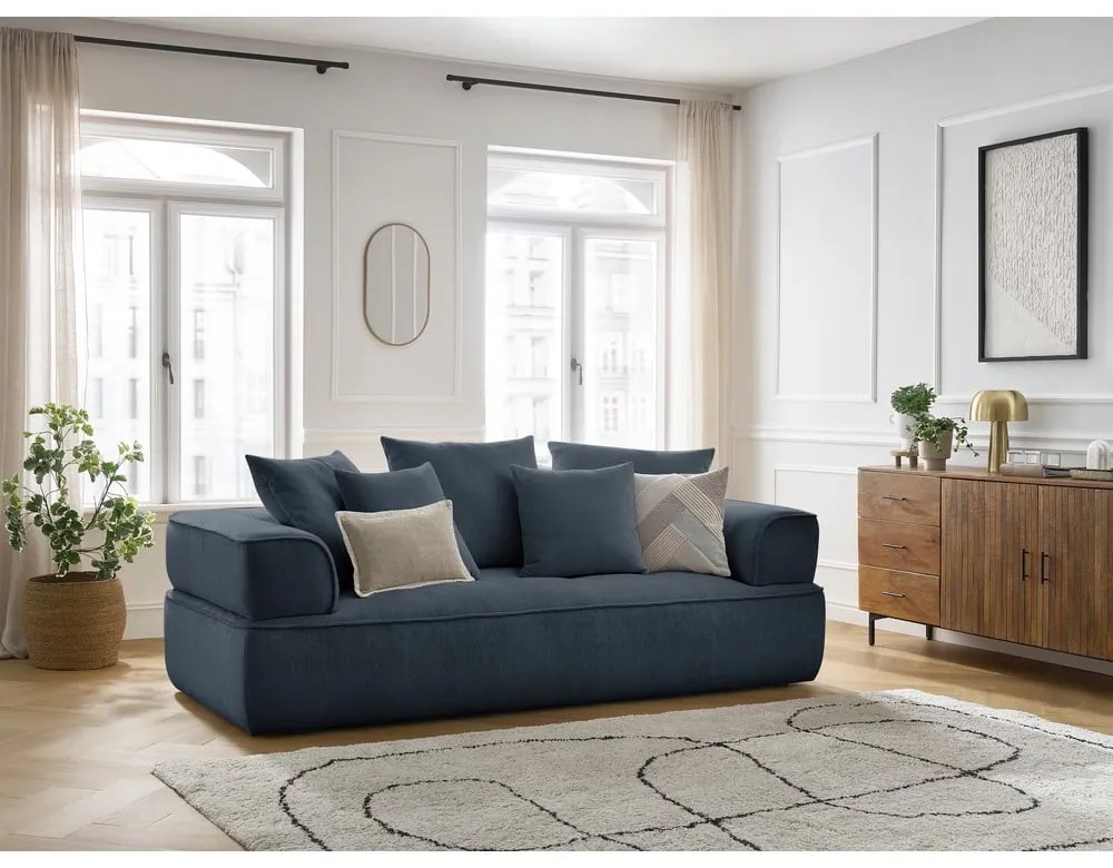 Ciemnoniebieska sofa z tkaniny szenilowej 237 cm Whesley – Bobochic Paris