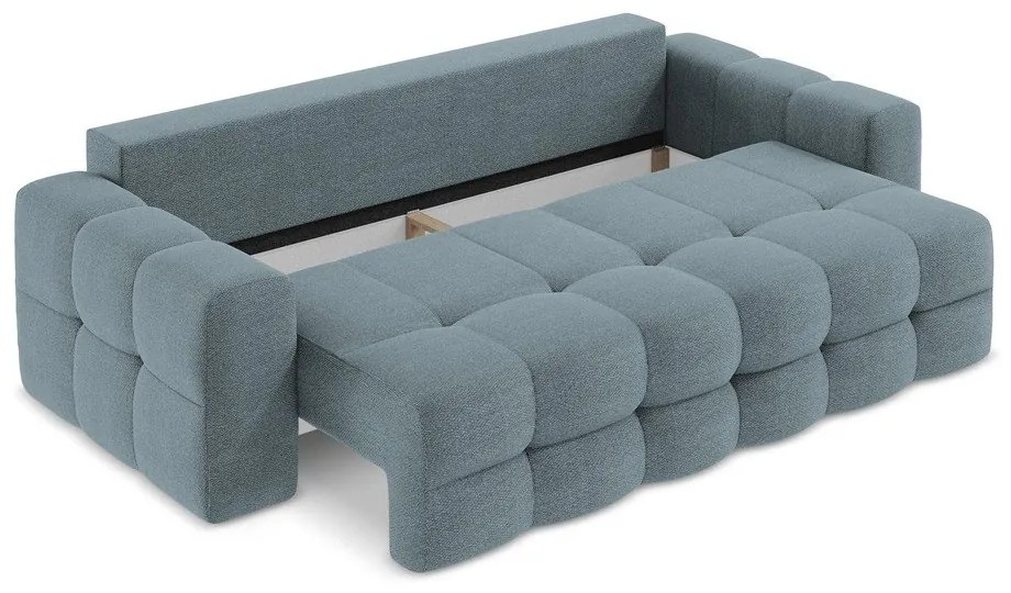 Niebieska rozkładana sofa z materiału bouclé 255 cm Milu – Makamii