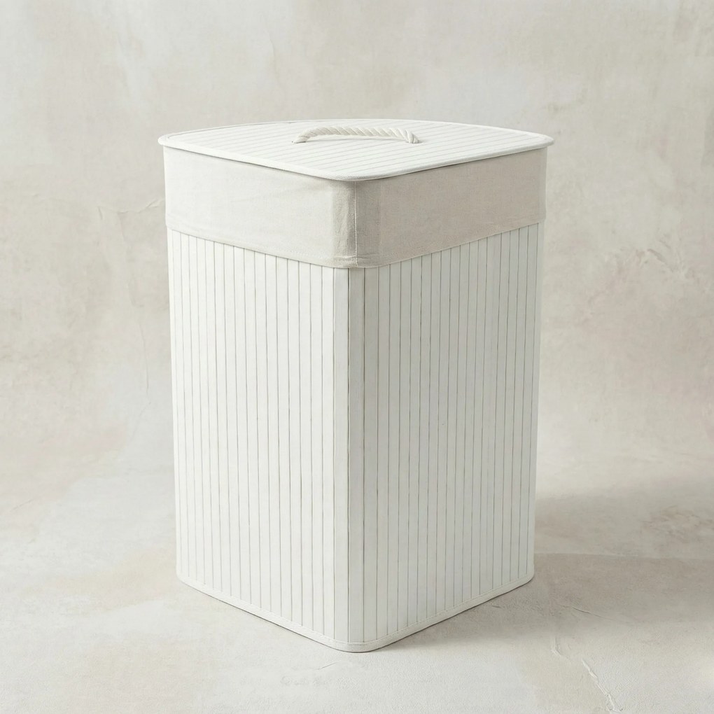 Narożny kosz na pranie ARCO, bambus, 60 l