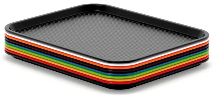 Plastikowa prostokątna taca do serwowania, 450 x 350 mm, czarna
