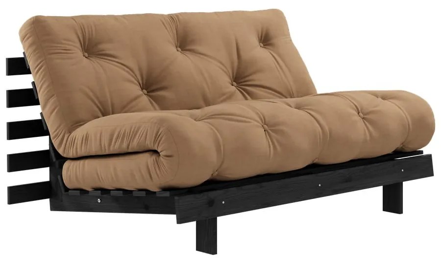 Brązowa rozkładana sofa 140 cm Roots Black Night – Karup Design