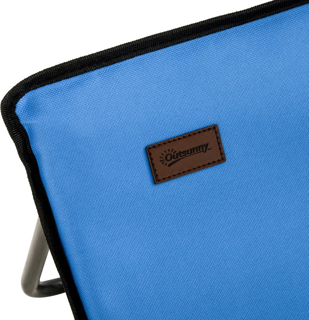 Outsunny Leżak plażowy, składany, z regulowanym oparciem, boczną kieszenią, miękką wyściółką, stalową ramą, Niebieski, 142x51x40 cm | Aosom PL