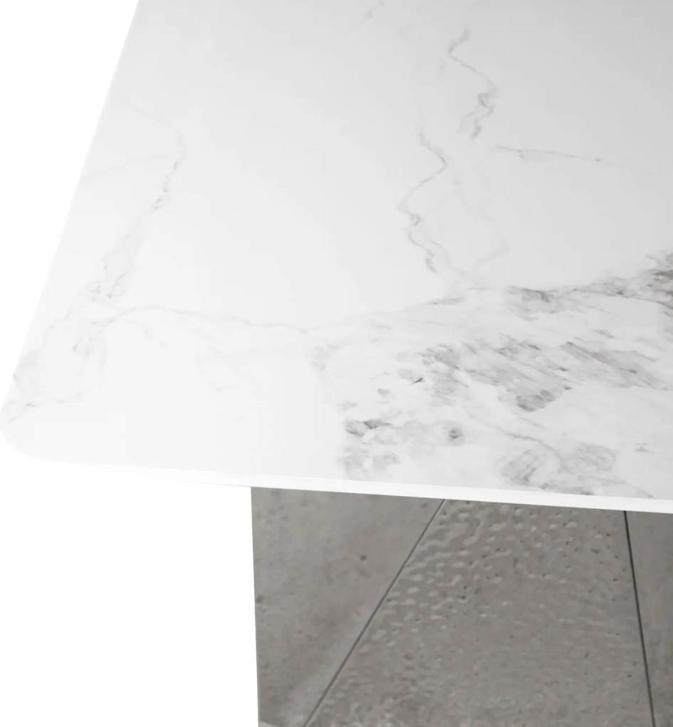 Stół do jadalni Modig M33, ceramiczny blat 200 cm w imitacji białego marmuru