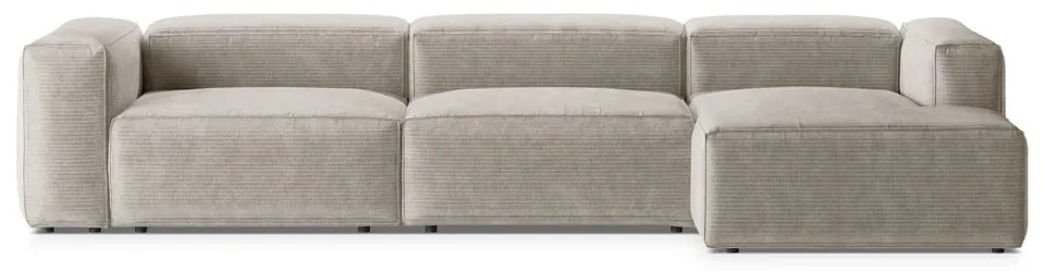 Beżowy sztruksowy narożnik (prawostronny/z szezlongiem) Bergamo – Cosmopolitan Design