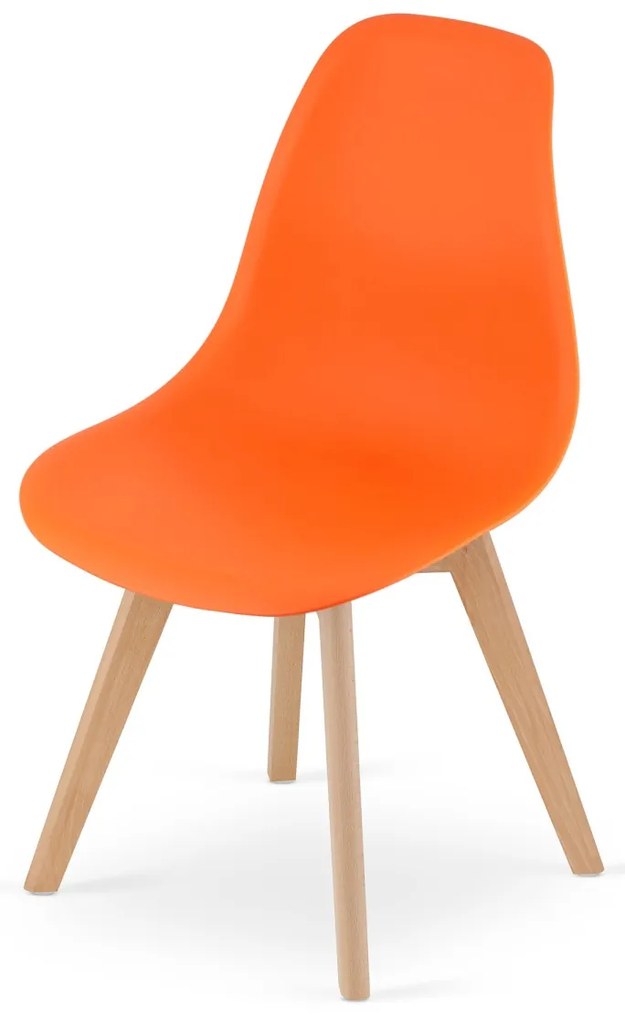 Pomaranczowe krzesło KITO z bukowymi nogami