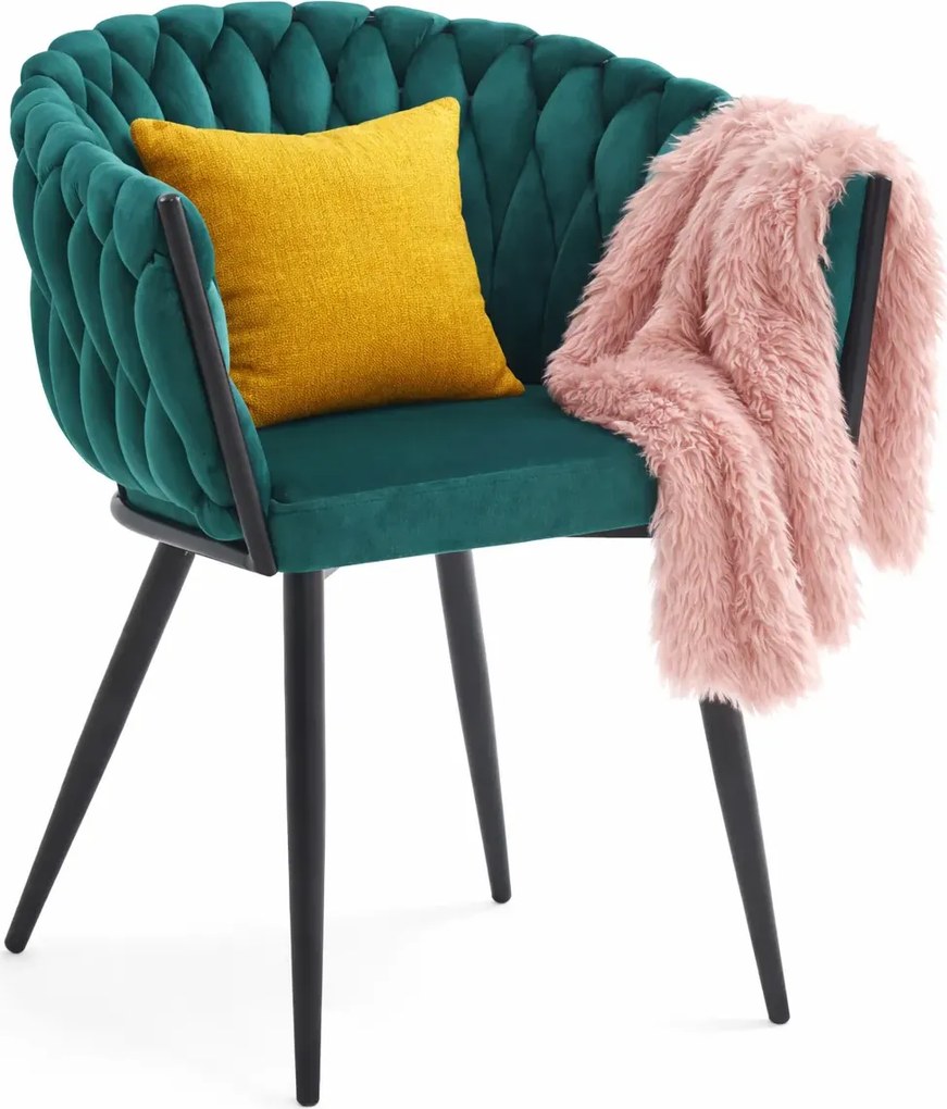 Krzesło welurowe z podłokietnikami butelkowa zieleń G7-R91