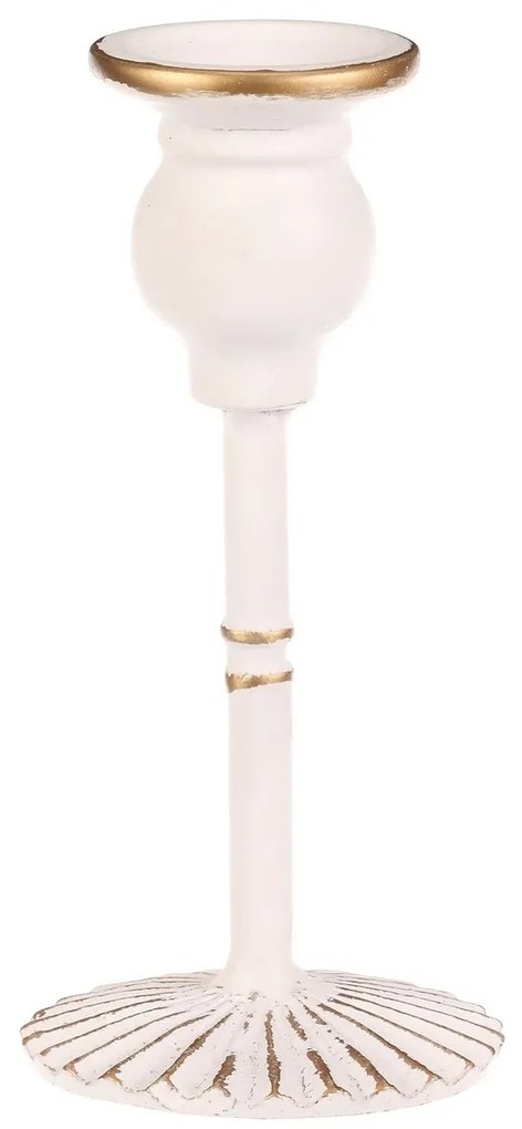 Metalowy świecznik na świecę stożkową 17 cm, biały, 17 cm