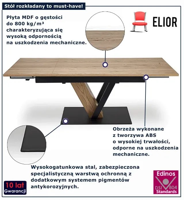 Prostokątny rozkładany stół do salonu  K3-R74