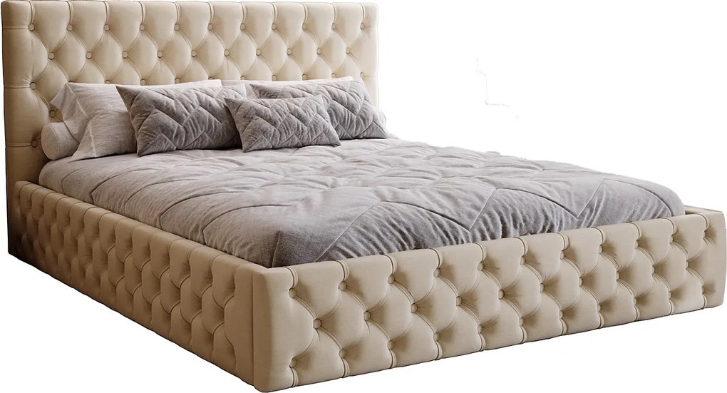 Łóżko 160x200 cm Verti Slim - pojemnik, stelaż, beżowy (Magic Velvet 2201)