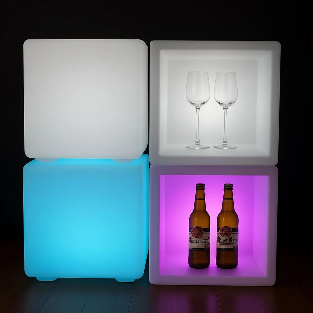 Podświetlany stołek/taboret LED, 40 x 40 x 40 cm